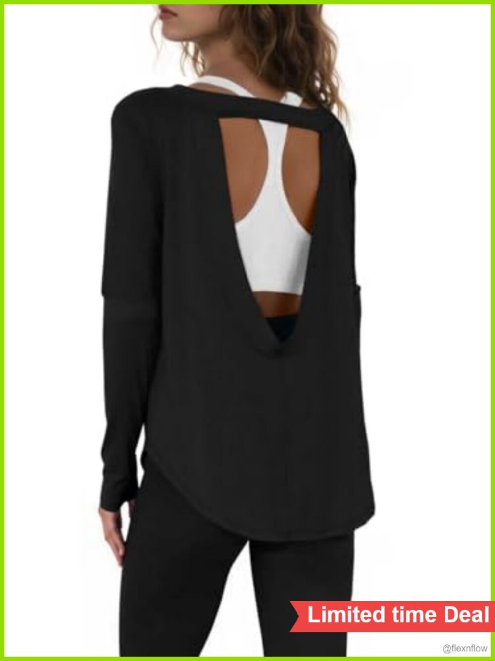 Women's Backless Long Sleeve Yoga Top with Thumbholes